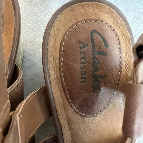 Clark’s Artisan Espadrille wedge - tan leather, size 9M - Picture 9 of 11